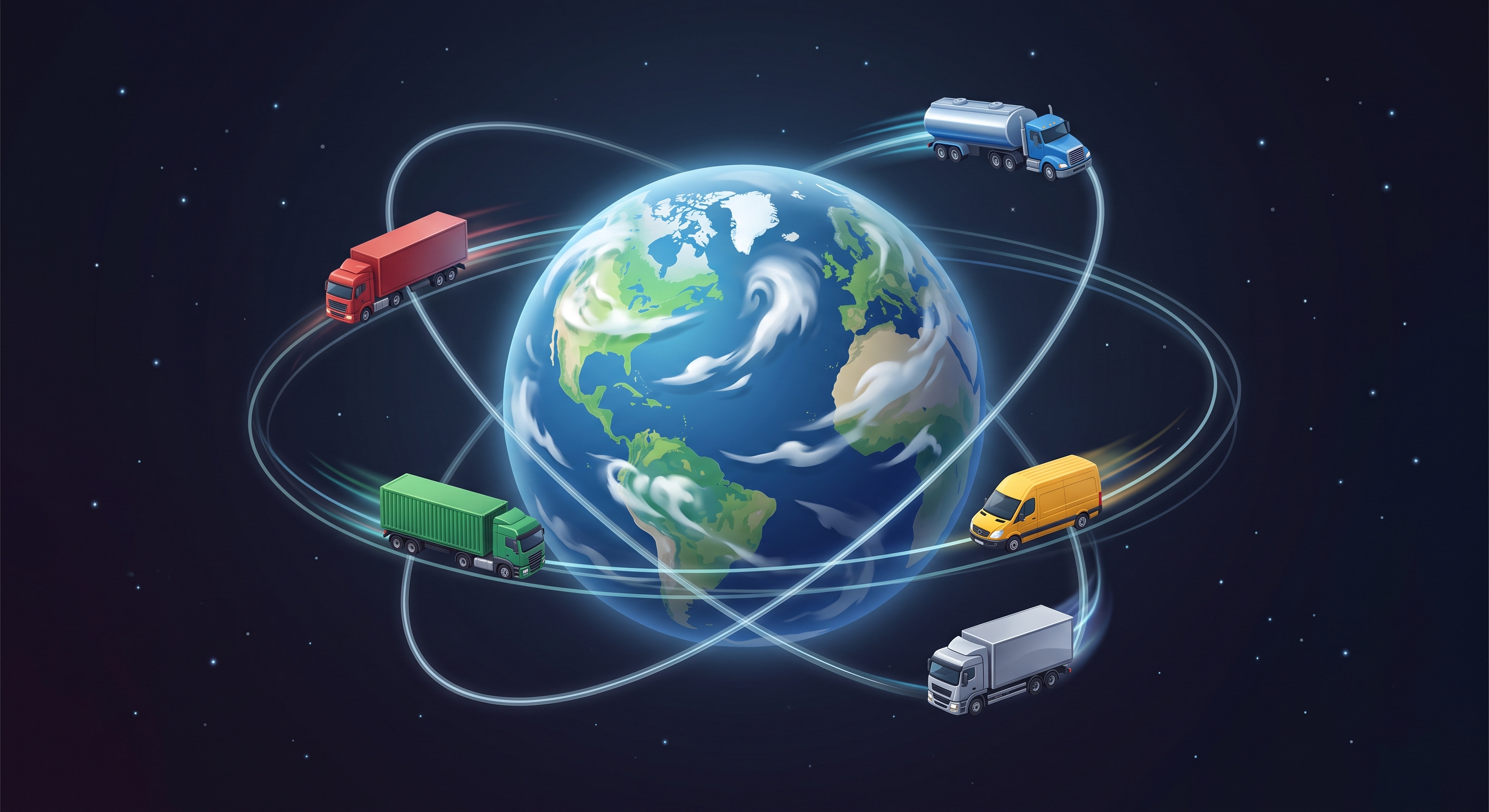 Trucks moving freight around the globe